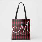 patroon van roodlippen schoonheidsmonogram tote bag (Voorkant)