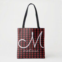patroon van roodlippen schoonheidsmonogram tote bag