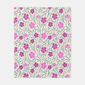 Patroon van roze bloemen en groene bladeren fleece deken (Voorkant)