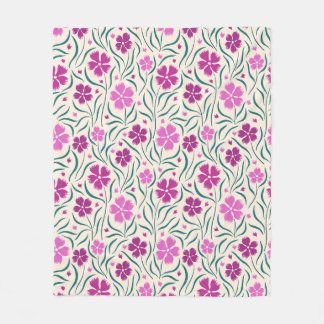 Patroon van roze bloemen en groene bladeren fleece deken