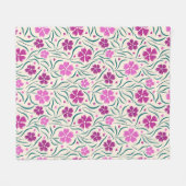 Patroon van roze bloemen en groene bladeren fleece deken (Voorkant (Horizontaal))