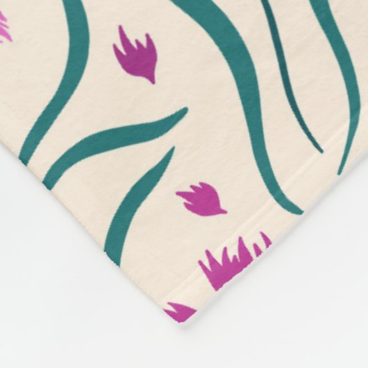 Patroon van roze bloemen en groene bladeren fleece deken (Hoek)