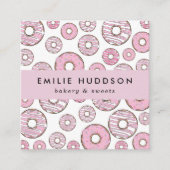 patroon van roze donuts, koekjeswinkel, gebak vierkante visitekaartje (Voorkant)