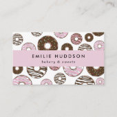 patroon van roze donuts, koekjeswinkel, gebak visitekaartje (Voorkant)