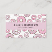 patroon van roze donuts, koekjeswinkel, gebak visitekaartje (Voorkant)