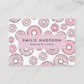 patroon van roze donuts, koekjeswinkel, gebak visitekaartje (Voorkant)