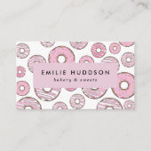 patroon van roze donuts, koekjeswinkel, gebak visitekaartje (Voorkant)