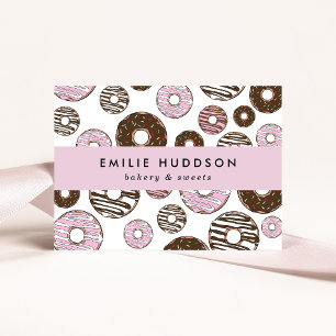 patroon van roze donuts, koekjeswinkel, gebak visitekaartje