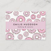 patroon van roze donuts, koekjeswinkel, gebak visitekaartje (Voorkant)