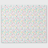 Patroon van roze, gele & groene sneeuwvlokken wit cadeaupapier (Vlak)