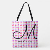 Patroon van roze lippen met naam tote bag (Voorkant)
