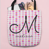 Patroon van roze lippen met naam tote bag