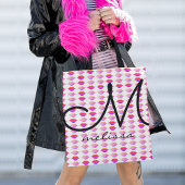 Patroon van roze lippen met naam tote bag