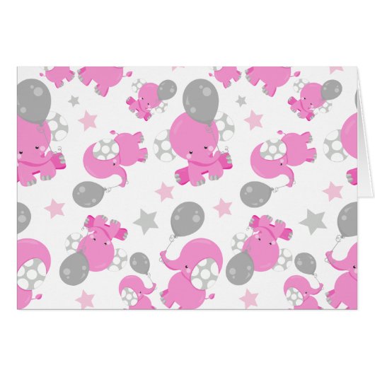 Patroon van roze olifanten, luifantennepalen, ster (Voorkant Horizontaal)