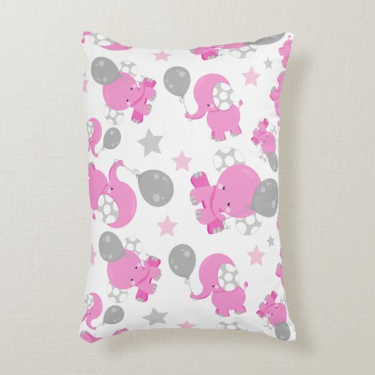 Patroon van roze olifanten, luifantennepalen, ster accent kussen (Voorkant(Verticaal))