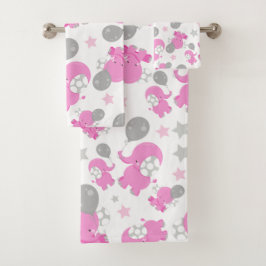 Patroon van roze olifanten, luifantennepalen, ster bad handdoek