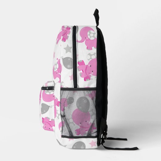 Patroon van roze olifanten, luifantennepalen, ster bedrukte rugzak (Rechts)