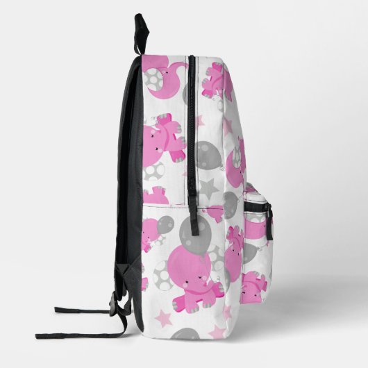 Patroon van roze olifanten, luifantennepalen, ster bedrukte rugzak (Links)
