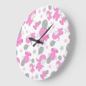 Patroon van roze olifanten, luifantennepalen, ster grote klok (Hoek)