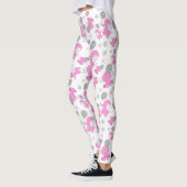 Patroon van roze olifanten, luifantennepalen, ster leggings (Links)