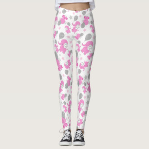 Patroon van roze olifanten, luifantennepalen, ster leggings