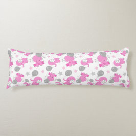 Patroon van roze olifanten, luifantennepalen, ster lichaamskussen