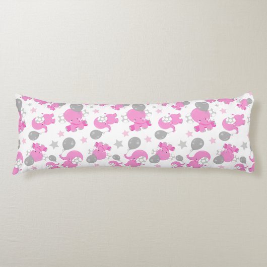 Patroon van roze olifanten, luifantennepalen, ster lichaamskussen (Voorkant)
