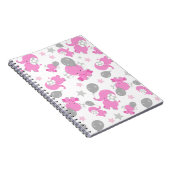 Patroon van roze olifanten, luifantennepalen, ster notitieboek (Rechterzijde)