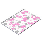 Patroon van roze olifanten, luifantennepalen, ster notitieboek (Linkerzijde)