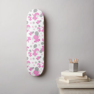 Patroon van roze olifanten, luifantennepalen, ster persoonlijk skateboard