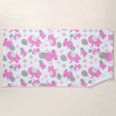 Patroon van roze olifanten, luifantennepalen, ster strandlaken (Voorkant)