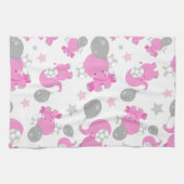 Patroon van roze olifanten, luifantennepalen, ster theedoek (Horizontaal)