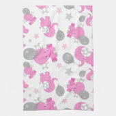 Patroon van roze olifanten, luifantennepalen, ster theedoek (Verticaal)