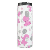 Patroon van roze olifanten, luifantennepalen, ster thermosbeker (Achterkant)