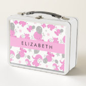 Patroon van roze olifanten, sterren, Jouw naam (Voorkant)