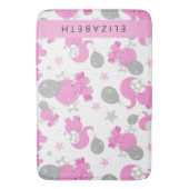 Patroon van roze olifanten, sterren, Jouw naam Badmat (Voorkant Verticaal)