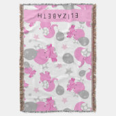 Patroon van roze olifanten, sterren, Jouw naam Deken (Voorkant Verticaal)