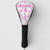 Patroon van roze olifanten, sterren, Jouw naam Golfheadcover (Voorkant)