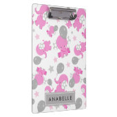 Patroon van roze olifanten, sterren, Jouw naam Klembord (Rechts)