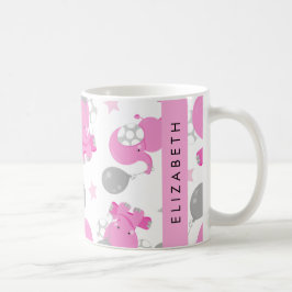 Patroon van roze olifanten, sterren, Jouw naam Koffiemok