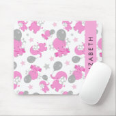 Patroon van roze olifanten, sterren, Jouw naam Muismat (Met muis)