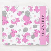 Patroon van roze olifanten, sterren, Jouw naam Muismat (Voorkant)
