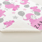 Patroon van roze olifanten, sterren, Jouw naam Sherpa Deken (3/4)