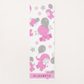 Patroon van roze olifanten, sterren, Jouw naam Yogamat (Voorkant)