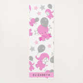 Patroon van roze olifanten, sterren, Jouw naam Yogamat (Achterkant)