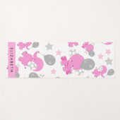 Patroon van roze olifanten, sterren, Jouw naam Yogamat (Voorkant (horizontaal))