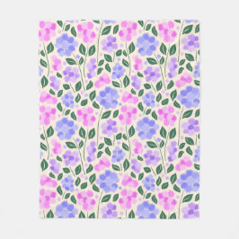 Patroon van roze & paarse & blauwe bloemen fleece deken