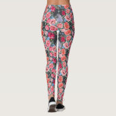 patroon van roze waterverf en rode rozen leggings (Achterkant)