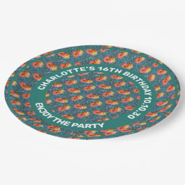 patroon van Rozen bloemen tegen mozaïekachtergrond Papieren Bordje