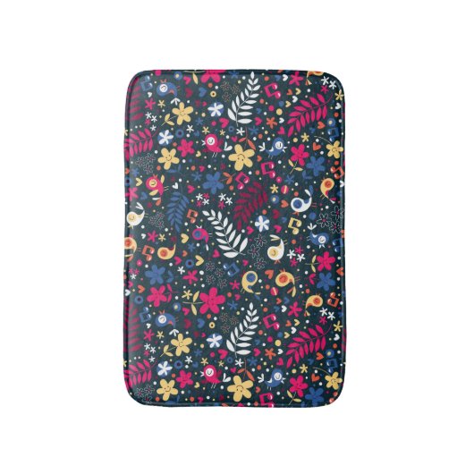 patroon van schattige vogels en bloemen badmat (Voorkant Verticaal)